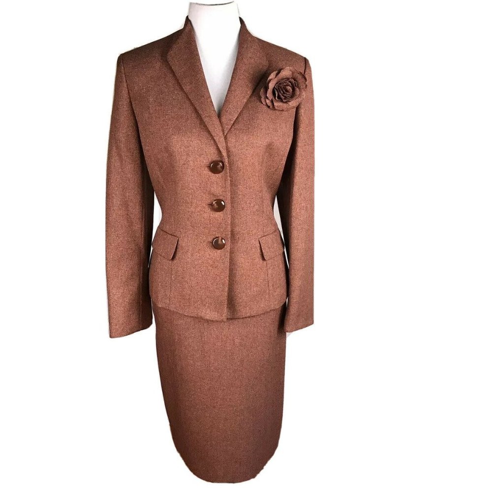 Le Suit Business Burnt Orange Skirt Suit